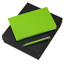 Подарочный набор Wispy swan с ручкой и блокнотом, зеленое яблоко