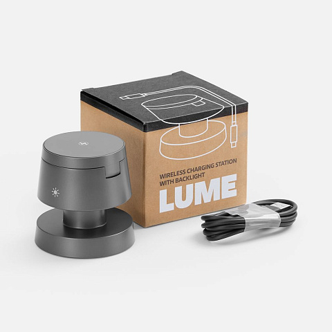 Станция беспроводной зарядки с подсветкой Lume, серая - рис 7.