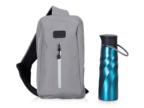 Подарочный набор с бутылкой для воды в сумке - слинге 
Athletic nomad, синий