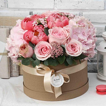 Цветы в шляпной коробке Pink Melody