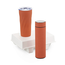 Подарочный набор FAMILY с термосом и термокружкой, оранжевый