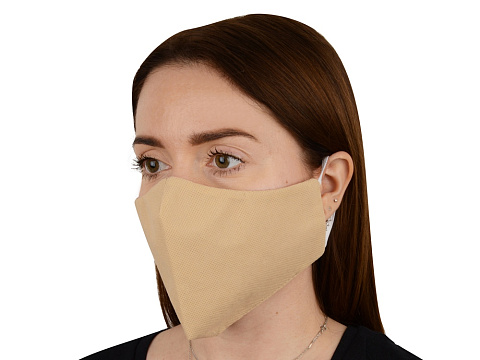 Маска для лица многоразовая из спанбонда, бежевый - рис 2.