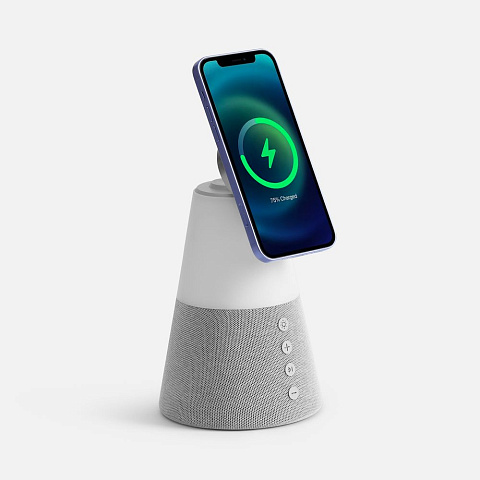 Bluetooth-колонка с беспроводной зарядкой и подсветкой Cone Sonance, серая - рис 2.