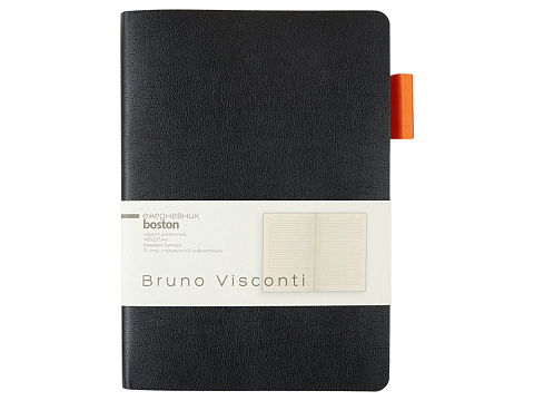 Ежедневник недатированный А5 Boston, черный (оранжевый обрез) - рис 2.