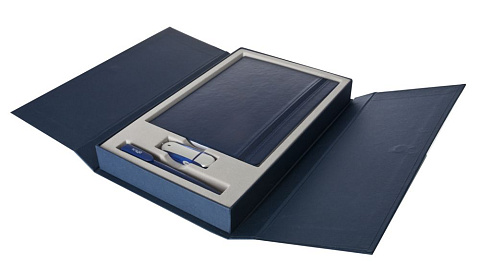 Коробка Three Part под ежедневник, флешку и ручку, синяя - рис 3.