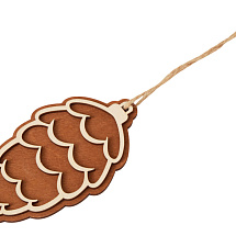 Подвеска шишка с цветной подложкой, коричневая подложка