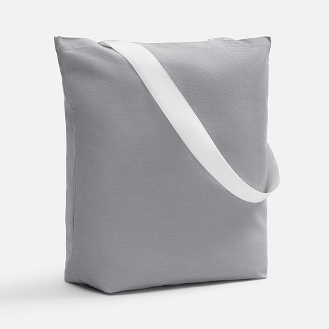 Шопер B5, серый с широкими белыми ручками - рис 2.
