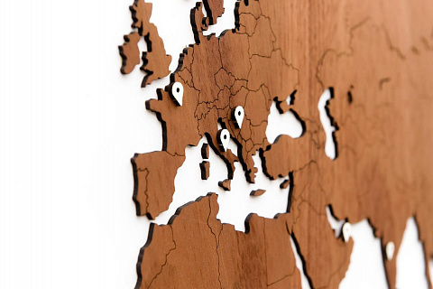 Деревянная карта мира из красного дерева - рис 3.
