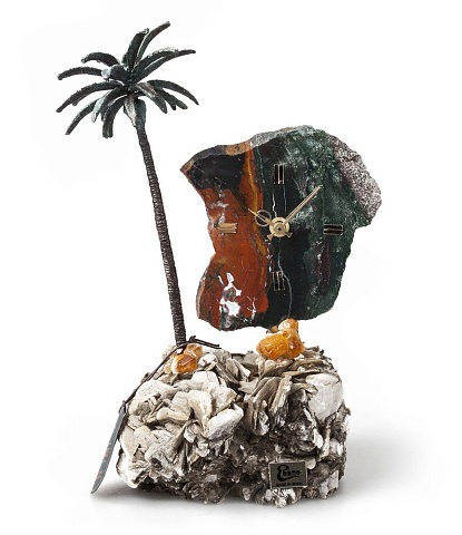 Часы «Пальмовый рай» из яшмы с бронзой - рис 2.
