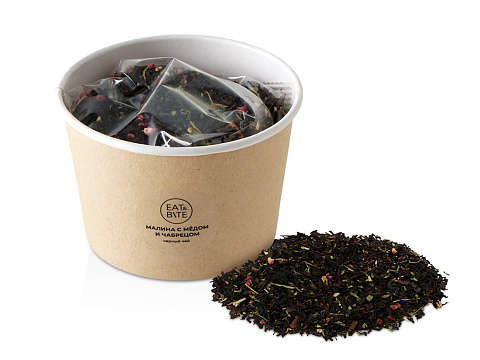 Чай черный Малина с медом и чабрецом в картонном стаканчике, 50 гр.