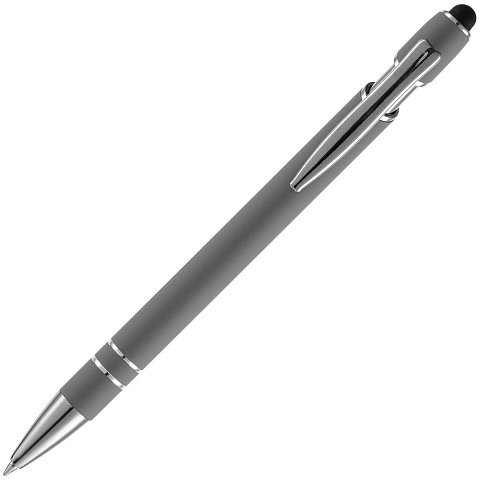 Ручка шариковая Pointer Soft Touch со стилусом, серая - рис 4.