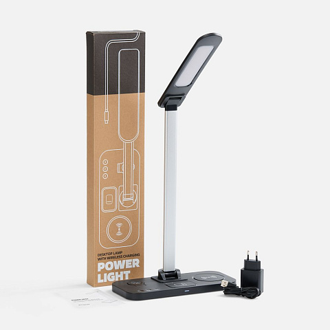 Настольная лампа с беспроводной зарядкой Power Light, черная - рис 10.