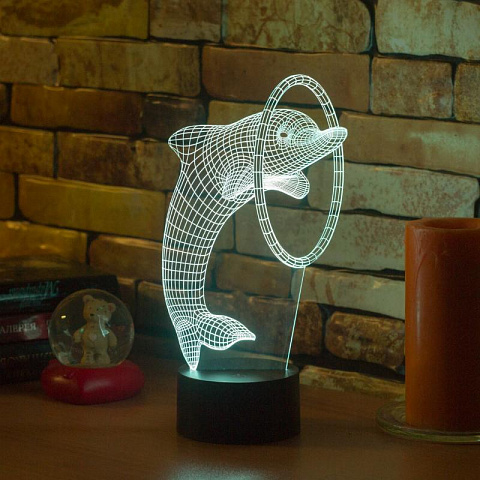 3D лампа Дельфин в кольце - рис 5.