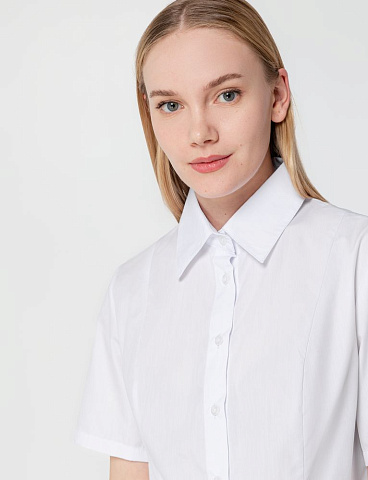 Рубашка женская с коротким рукавом Collar, белая - рис 7.