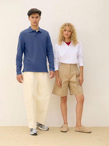 Рубашка поло унисекс с длинным рукавом Pacific LSL, темно-серая (графит) - рис 6.