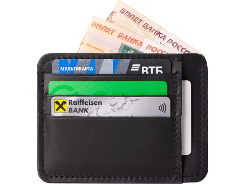 Картхолдер кожаный для автодокументов, черный - рис 7.