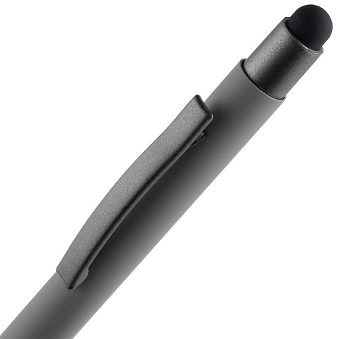 Ручка шариковая Atento Soft Touch со стилусом, серая - рис 5.
