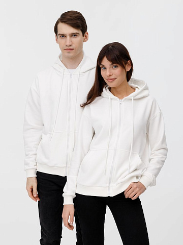 Толстовка унисекс оверсайз на молнии Zippy Terry, белая - рис 14.