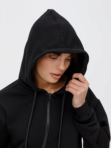 Толстовка унисекс оверсайз на молнии Zippy Terry, черная - рис 9.