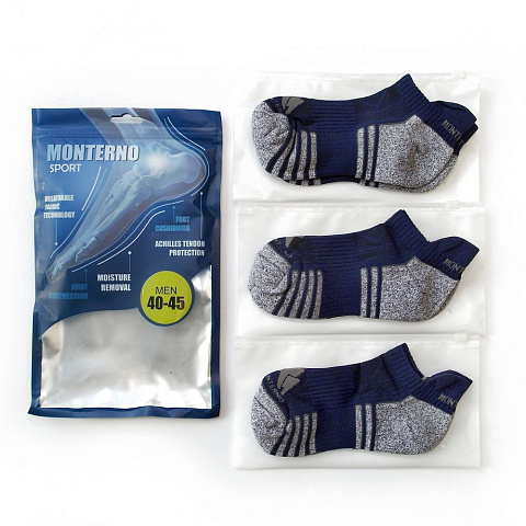 Набор из 3 пар спортивных мужских носков Monterno Sport, синий - рис 5.