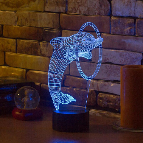 3D лампа Дельфин в кольце - рис 4.