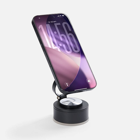 Вакуумная магнитная подставка airFix, черная с серым - рис 4.