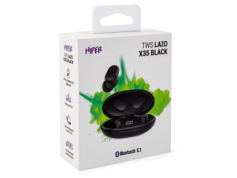 Наушники HIPER TWS Lazo X35 Black (HTW-LX35) Bluetooth 5.0 гарнитура, Черный (Р) - рис 8.