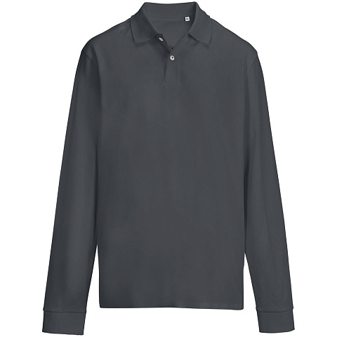 Рубашка поло унисекс с длинным рукавом Pacific LSL, темно-серая (графит) - рис 2.