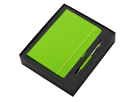 Подарочный набор Vision Pro soft-touch с ручкой и блокнотом А5, зеленое яблоко - рис 2.