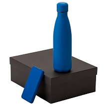 Подарочный набор с термобутылкой и повербанком С2, синий