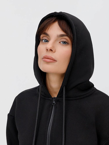 Толстовка унисекс оверсайз на молнии Zippy Terry, черная - рис 10.