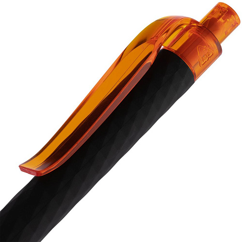 Ручка шариковая Prodir QS01 PRT-P Soft Touch, черная с оранжевым - рис 6.