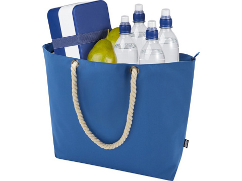 Panama пляжная эко-сумка-холодильник из переработанного материала, с ручками-шнурками 23L, ярко-синий - рис 5.