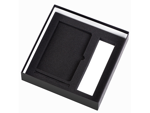 Подарочный набор с блокнотом С3, металлической ручкой и термосом, черный - рис 3.