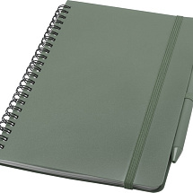 Блокнот Thalaasa формата А5 в твердой обложке из океанического пластика с шариковой ручкой - Зеленый яркий