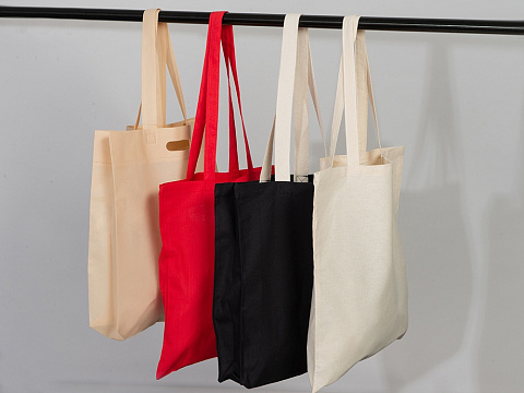 Сумка Donny из хлопка с донной складкой и парусиновыми ручками, черный - рис 5.