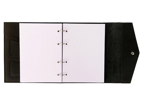 Блокнот кожаный А5 на кольцах, черный - рис 7.