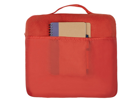 Плед для путешествий Flight в чехле с ручкой и карманом, красный - рис 5.