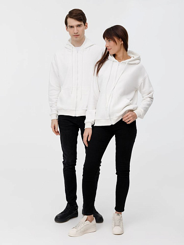 Толстовка унисекс оверсайз на молнии Zippy Terry, белая - рис 15.