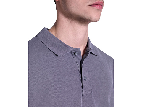 Рубашка поло Cobain унисекс, серо-голубой выстиранный - рис 6.