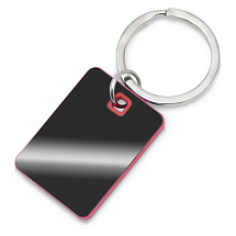 Металлический брелок с пластиковой цветной вставкой SteelPop Rct, серебристый с красным