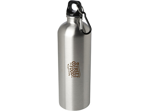 Одностенная бутылка для воды с карабином Oregon, изготовленная из нержавеющей стали, сертифицированной по стандарту RCS, объемом 750 мл - Серебряный - рис 4.