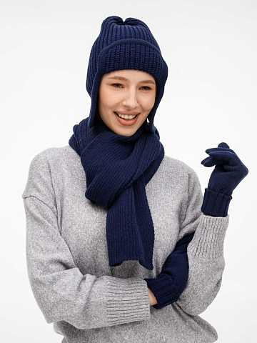 Шапка-ушанка Catch Match, темно-синяя - рис 9.