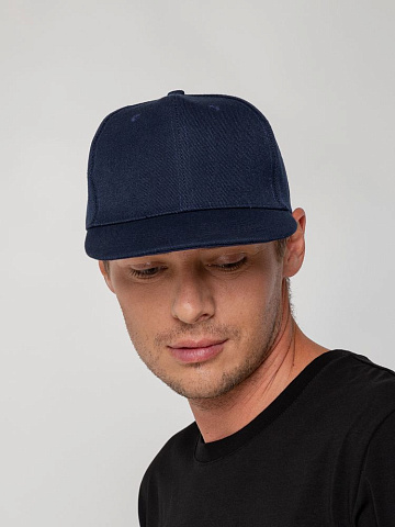 Бейсболка Snapback с прямым козырьком, темно-синяя - рис 9.