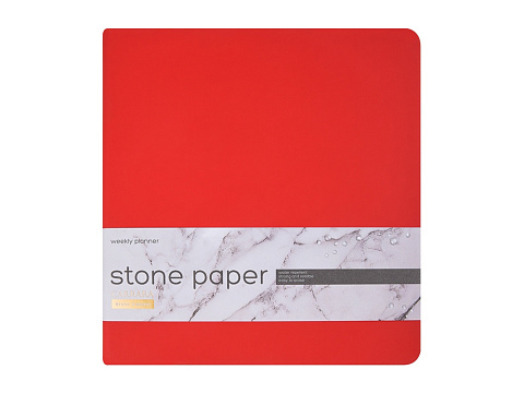 Еженедельник с каменной бумагой А5+ Carrara, красный - рис 2.