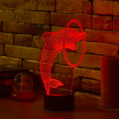 3D лампа Дельфин в кольце - рис 2.