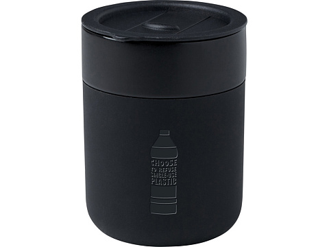 Java керамическая кружка емкостью 330 мл с силиконовой оберткой и пластиковой крышкой - сплошной черный - рис 5.