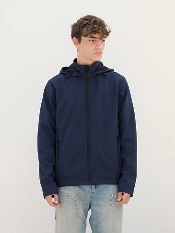 Куртка софтшелл с капюшоном мужская Race Men, черная - рис 5.