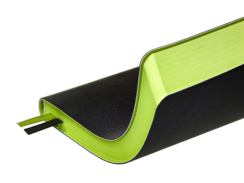 Ежедневник А5 датированный Boston 2026, черный с салатовым обрезом - рис 6.