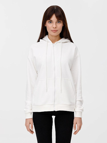 Толстовка унисекс оверсайз на молнии Zippy Terry, белая - рис 2.